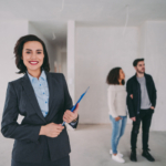 Real estate agent smiling to the camera