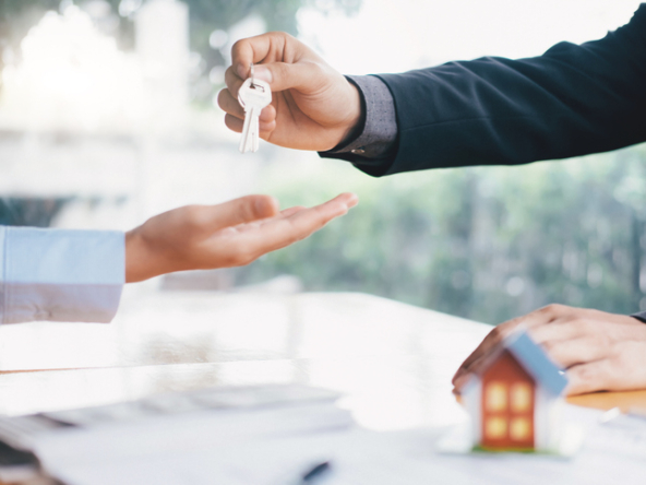 Real estate broker residential house rent listing contract. Offer of purchase house, rental of Real Estate. Giving, offering, demonstration, handing house keys.